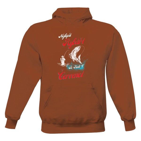 Pánská mikina s kapucí s potiskem mikina rybář červenec