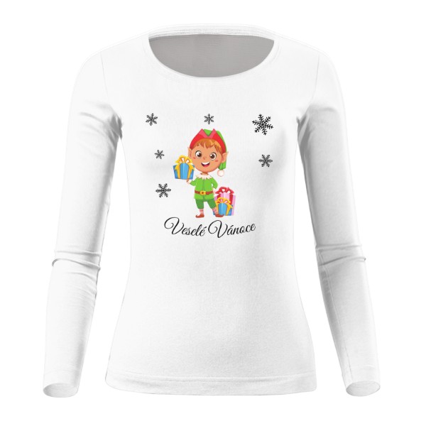 Tričko s potiskem Skřítek ze severního poolu white